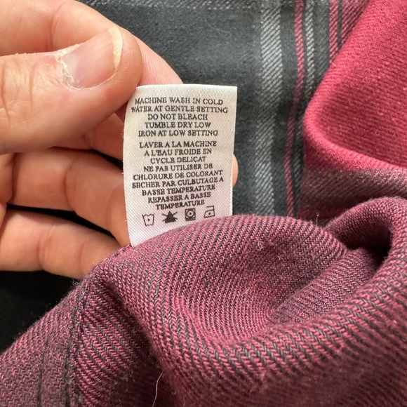 Burnside Men's Wine Plaid Long Sleeve Flannel Button Up Shirt‎ Size X-Large - Picture 8 of 14